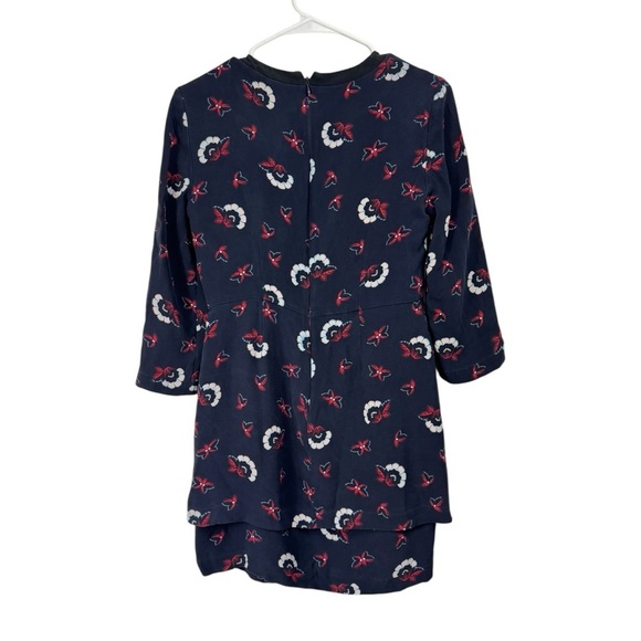 A.L.C. Size 6 Tiered Mini Dress Tordi Midnight Printed Floral Silk Crepe - Picture 2 of 8